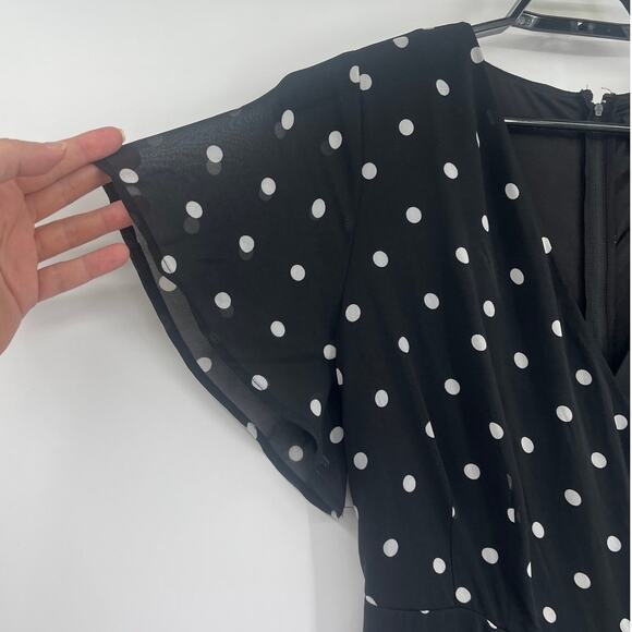 Disney Minnie Mouse Polka Dot Dress Sz 14 Rockabilly Old Hollywoood Chiffon - Picture 3 of 12